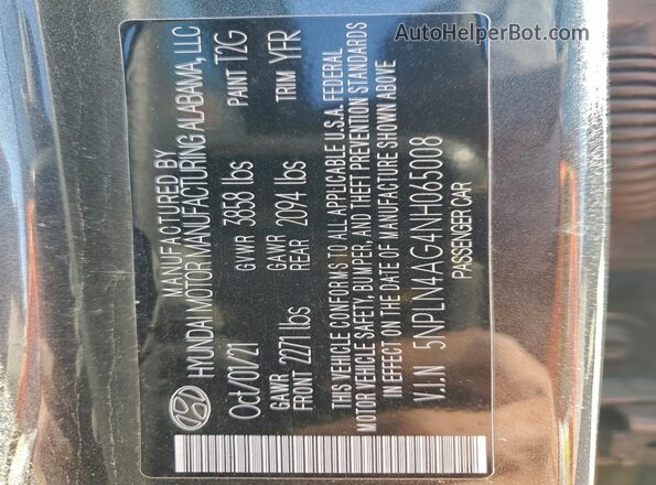 5NPLN4AG4NH065008 2022 HYUNDAI ELANTRA Gray Вид підкапотного простору