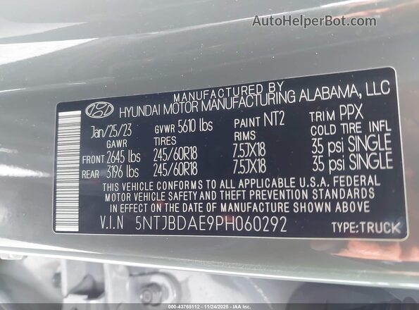5NTJBDAE9PH060292 2023 HYUNDAI SANTA CRUZ Gray Вид підкапотного простору