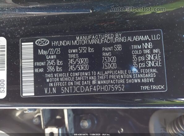 5NTJCDAF4PH075952 2023 HYUNDAI SANTA CRUZ Black Vista del compartimento del motor