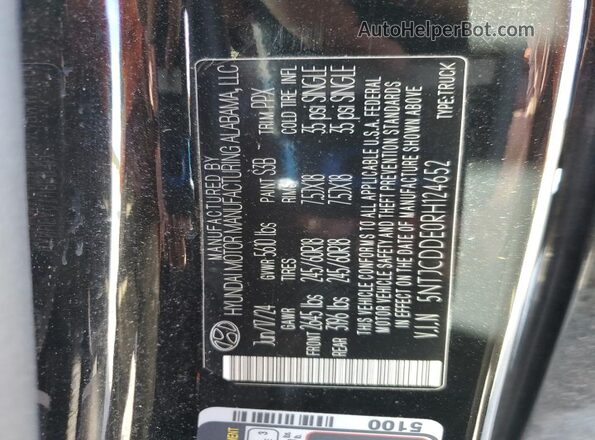5NTJCDDE0RH124652 2024 HYUNDAI SANTA Black Engine compartment view