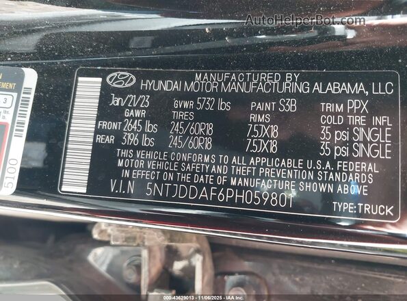 5NTJDDAF6PH059801 2023 HYUNDAI SANTA CRUZ Черный Вид подкапотного пространства