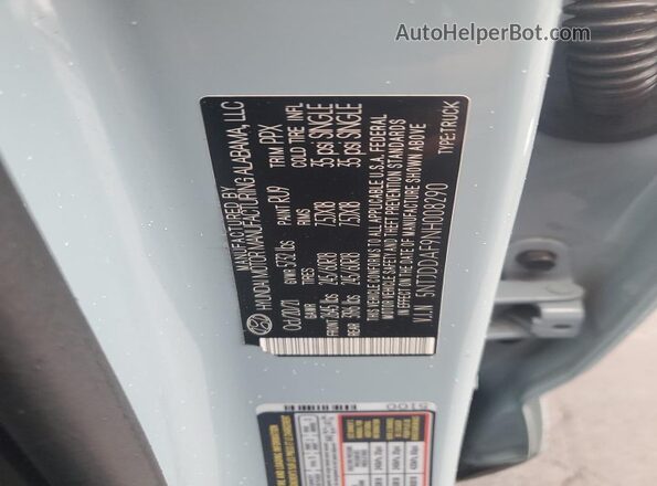 5NTJDDAF9NH008290 2022 HYUNDAI SANTA Blue Вид підкапотного простору
