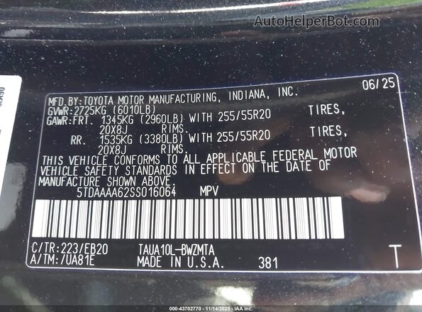 5TDAAAA62SS016064 2025 LEXUS TX 350 Gray Engine compartment view