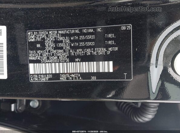 5TDAAAB59SS102736 2025 TOYOTA GRAND HIGHLANDER Black Շարժիչի բաժամունքի տեսք