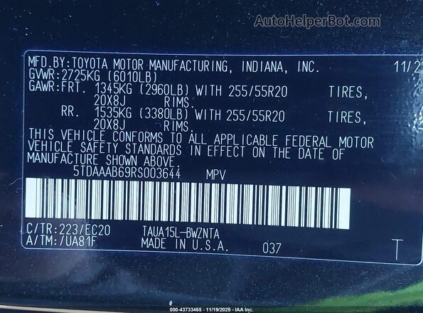 5TDAAAB69RS003644 2024 LEXUS TX 350 Black Շարժիչի բաժամունքի տեսք