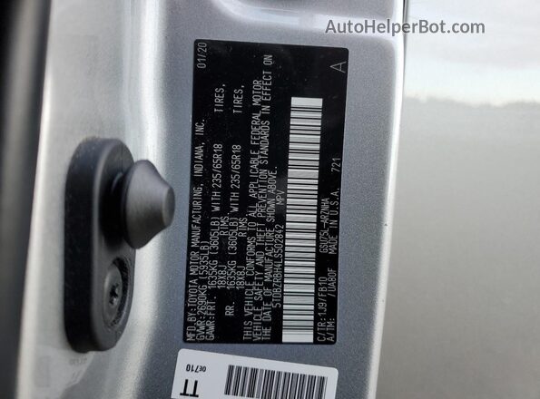 5TDBZRBH4LS502842 2020 TOYOTA HIGHLANDER Silver Вид наклейки з VIN-кодом