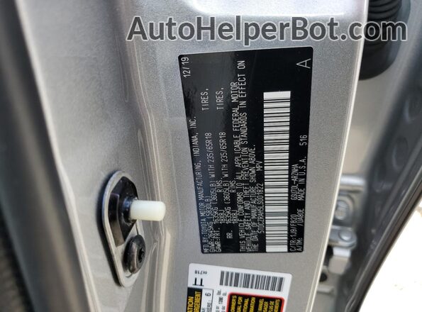 5TDCZRAH5LS001822 2020 TOYOTA HIGHLANDER Silver Vista de la etiqueta del VIN