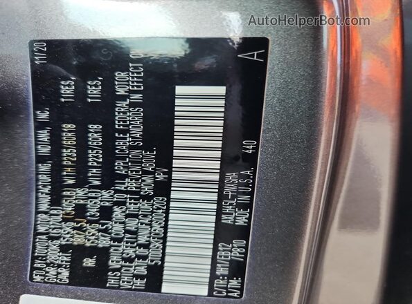 5TDDSKFC6MS004209 2021 TOYOTA SIENNA Gray Widok naklejki z numerem VIN