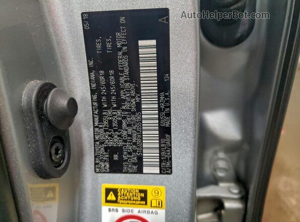 5TDJZRFH1JS551905 2018 TOYOTA HIGHLANDER Silver VIN կոդի պիտակի տեսք