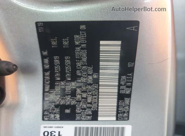 5TDXZ3DC9LS057583 2020 TOYOTA SIENNA Silver Սալոնի 360 աստիճան տեսք