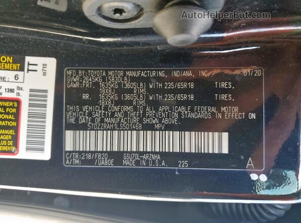 5TDZZRAH1LS501468 2020 TOYOTA HIGHLANDER Black 360 interior view