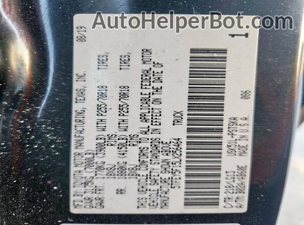 5TFEY5F15LX256464 2020 TOYOTA TUNDRA Black Панорамний вид салону 360°