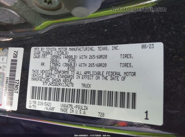 5TFJA5DB2RX134278 2024 TOYOTA LIMITED White Շարժիչի բաժամունքի տեսք