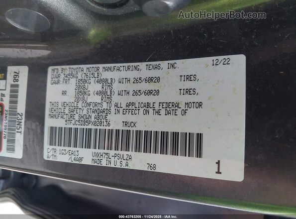 5TFJC5DB5PX020136 2023 TOYOTA LIMITED Gray Շարժիչի բաժամունքի տեսք