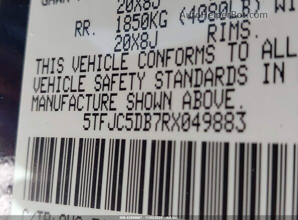 5TFJC5DB7RX049883 2024 TOYOTA LIMITED Dark Blue Vista del compartimento del motor