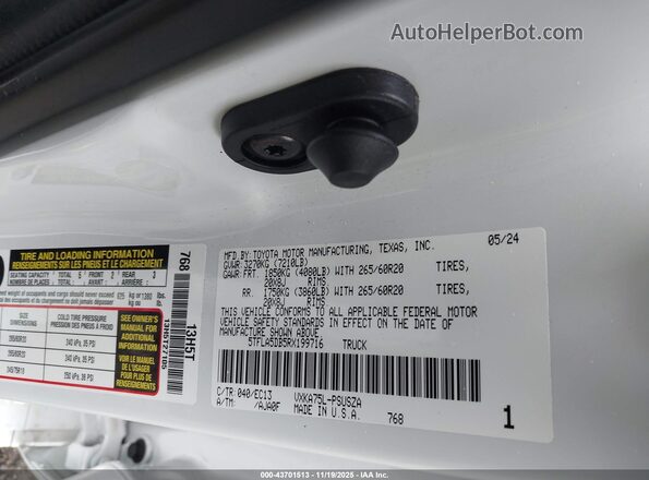 5TFLA5DB5RX199716 2024 TOYOTA TUNDRA Белый Вид подкапотного пространства