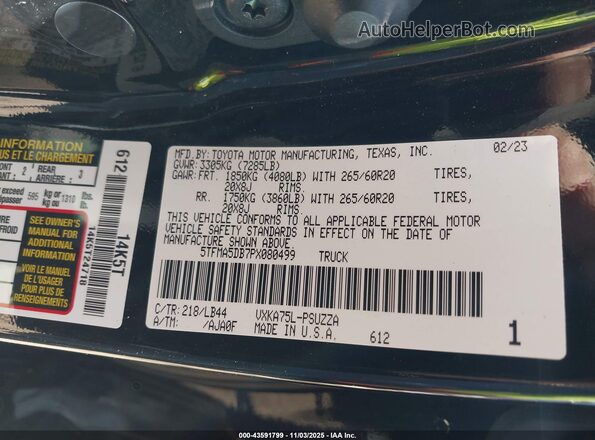 5TFMA5DB7PX080499 2023 TOYOTA TUNDRA Black ძრავის განყოფილების ხედი