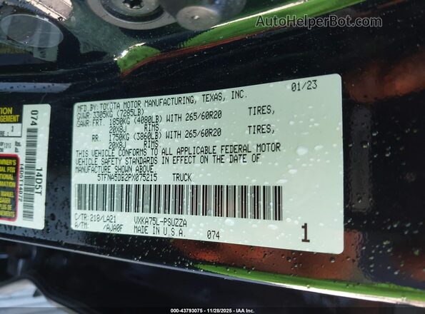 5TFNA5DB2PX075215 2023 TOYOTA TUNDRA Черный Вид подкапотного пространства