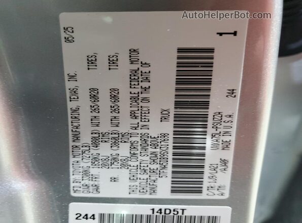 5TFNA5DB9SX317698 2025 TOYOTA TUNDRA Silver Vista de la etiqueta del VIN