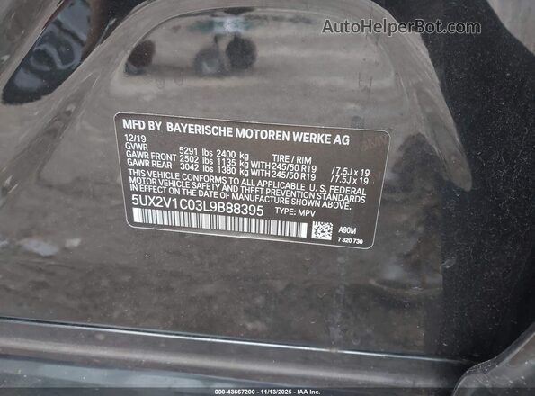 5UX2V1C03L9B88395 2020 BMW X4 Black Widok komory silnika