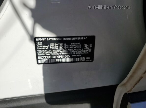 5UX33DT04P9P84565 2023 BMW X4 Белый Вид подкапотного пространства