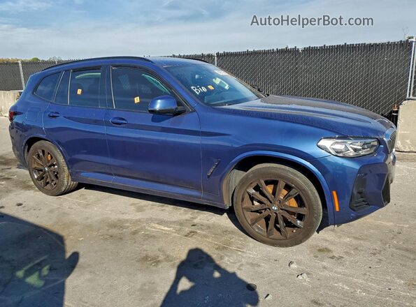 5UX43DP08N9K27038 2022 BMW X3 Blue Передня права чверть