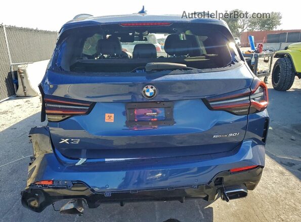 5UX43DP08N9K27038 2022 BMW X3 Blue Вид ззаду