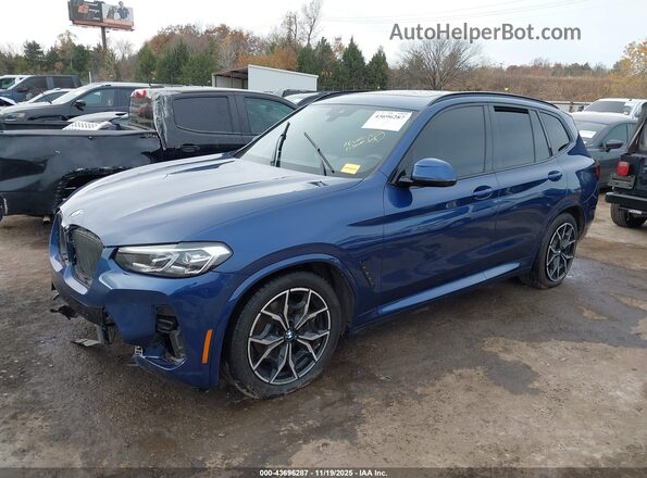 5UX53DP01N9M44080 2022 BMW X3 Blue Առջևի ձախ երեք քառորդ տեսարան