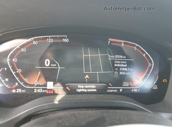 5UX53DP02N9L16107 2022 BMW X3 White Вид щитка приладів