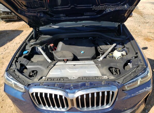 5UX53DP04N9K69419 2022 BMW X3 Blue Вид підкапотного простору