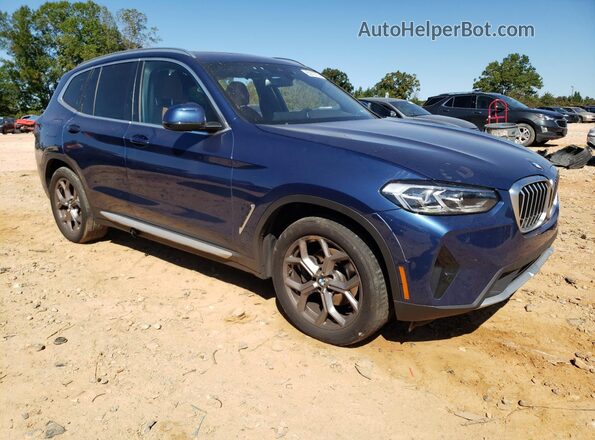 5UX53DP04N9K69419 2022 BMW X3 Blue Передня права чверть