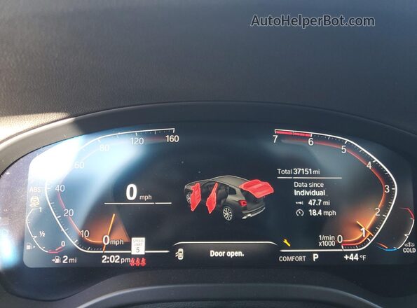 5UX53DP07P9R11926 2023 BMW X3 Blue ხელსაწყოთა პანელის ხედი