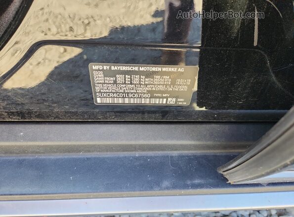 5UXCR4C01L9C67560 2020 BMW X5 Black VIN sticker view