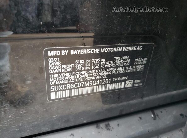 5UXCR6C07M9G41201 2021 BMW X5 Black Շարժիչի բաժամունքի տեսք