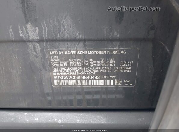 5UXCW2C06L9B40493 2020 BMW X7 Black Widok komory silnika