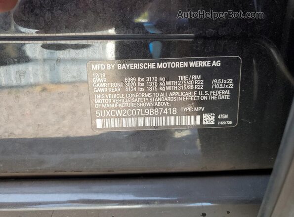 5UXCW2C07L9B87418 2020 BMW X7 Черный Вид наклейки с VIN-кодом