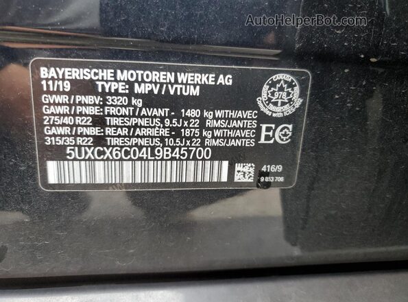 5UXCX6C04L9B45700 2020 BMW X7 Blue 
