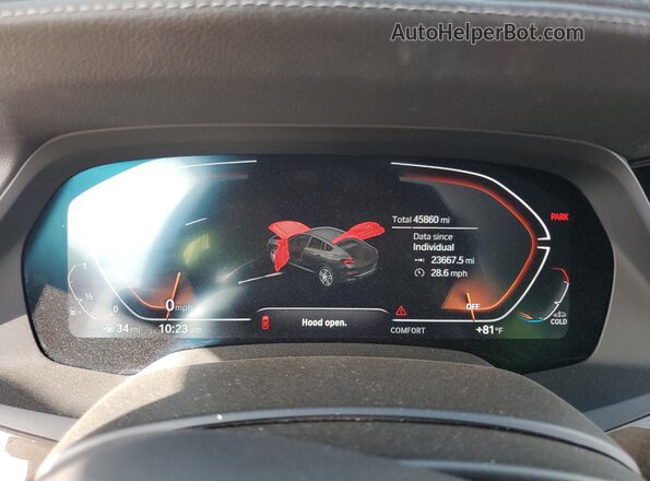 5UXCY6C07N9M31036 2022 BMW X6 Black Instrument cluster view