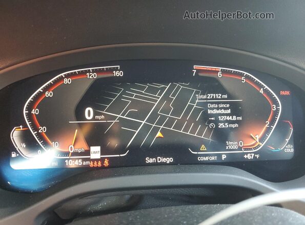 5UXTY3C0XM9G01213 2021 BMW X3 White Instrument cluster view