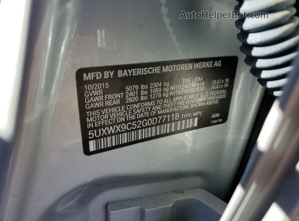 5UXWX9C52G0D77118 2016 BMW X3 Gray 