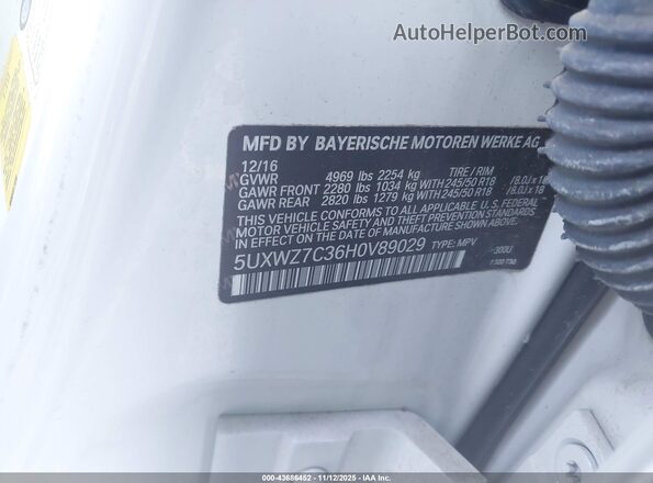 5UXWZ7C36H0V89029 2017 BMW X3 White 