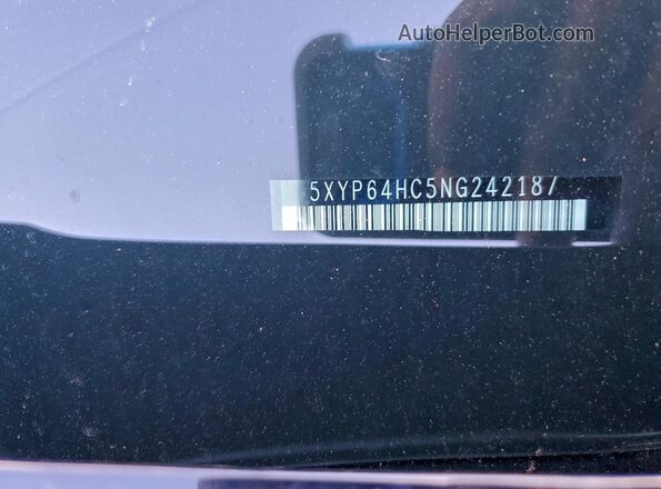 5XYP64HC5NG242187 2022 KIA TELLURIDE Черный Вид наклейки с VIN-кодом