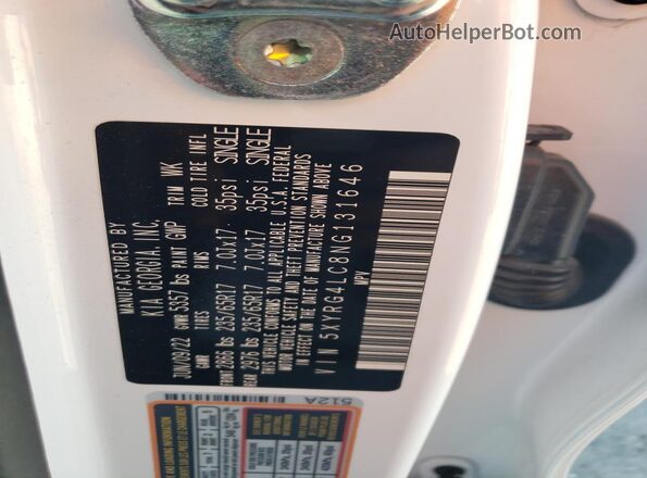 5XYRG4LC8NG131646 2022 KIA SORENTO White Vista interior de 360 grados