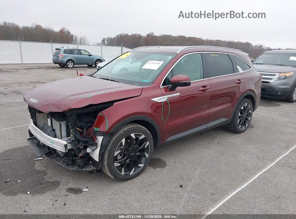 5XYRH4JF0RG274168 2024 KIA SORENTO Maroon Առջևի ձախ երեք քառորդ տեսարան