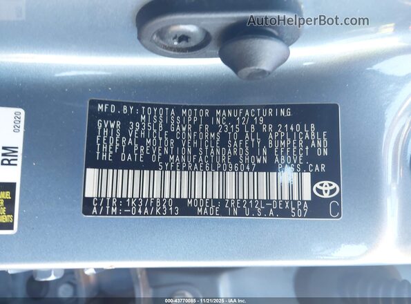 5YFEPRAE6LP096047 2020 TOYOTA LL Gray Вид підкапотного простору