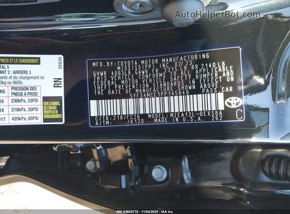 5YFS4MCE1PP145849 2023 TOYOTA LL Black Շարժիչի բաժամունքի տեսք