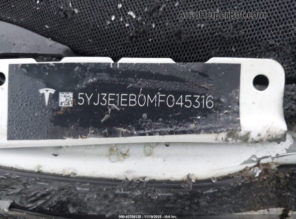 5YJ3E1EB0MF045316 2021 TESLA MODEL 3 White Engine compartment view