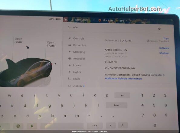 5YJ3E1EB0NF174464 2022 TESLA MODEL 3 Gray Vista de los asientos traseros