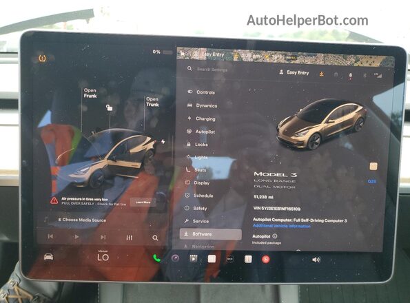 5YJ3E1EB1NF165109 2022 TESLA MODEL Gray Vista del cuadro de instrumentos