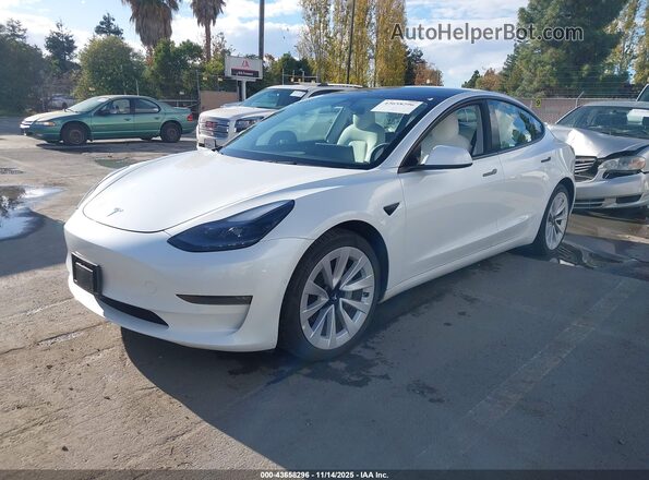 5YJ3E1EB1NF228113 2022 TESLA MODEL 3 White Առջևի ձախ երեք քառորդ տեսարան